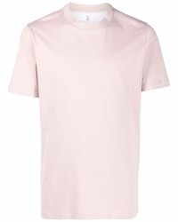 rosa T-Shirt mit einem Rundhalsausschnitt von Brunello Cucinelli