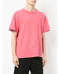 rosa T-Shirt mit einem Rundhalsausschnitt von John Elliott