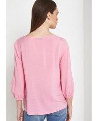 rosa T-Shirt mit einem Rundhalsausschnitt von Comma
