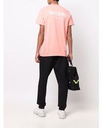 rosa T-Shirt mit einem Rundhalsausschnitt von Sporty & Rich