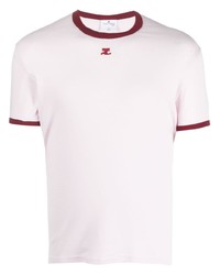 rosa T-Shirt mit einem Rundhalsausschnitt von Courrèges