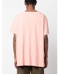 rosa T-Shirt mit einem Rundhalsausschnitt von Greg Lauren