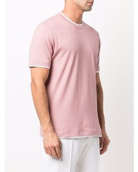 rosa T-Shirt mit einem Rundhalsausschnitt von Brunello Cucinelli