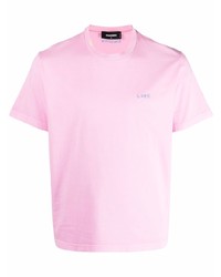 rosa T-Shirt mit einem Rundhalsausschnitt von DSQUARED2