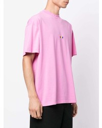 rosa T-Shirt mit einem Rundhalsausschnitt von MSGM