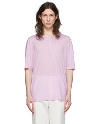 rosa T-Shirt mit einem Rundhalsausschnitt von Ermenegildo Zegna Couture