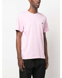 rosa T-Shirt mit einem Rundhalsausschnitt von MAISON KITSUNÉ