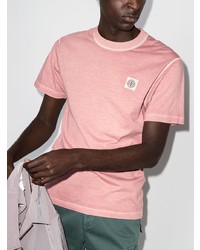 rosa T-Shirt mit einem Rundhalsausschnitt von Stone Island