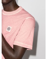 rosa T-Shirt mit einem Rundhalsausschnitt von Stone Island