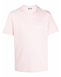 rosa T-Shirt mit einem Rundhalsausschnitt von Golden Goose