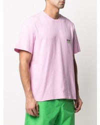 rosa T-Shirt mit einem Rundhalsausschnitt von MSGM