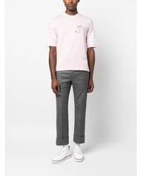 rosa T-Shirt mit einem Rundhalsausschnitt von Thom Browne