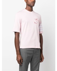 rosa T-Shirt mit einem Rundhalsausschnitt von Thom Browne