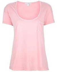rosa T-Shirt mit einem Rundhalsausschnitt von James Perse