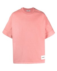 rosa T-Shirt mit einem Rundhalsausschnitt von Jil Sander