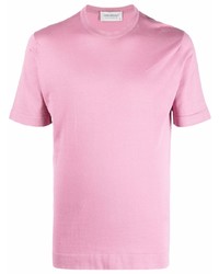 rosa T-Shirt mit einem Rundhalsausschnitt von John Smedley