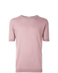 rosa T-Shirt mit einem Rundhalsausschnitt von John Smedley