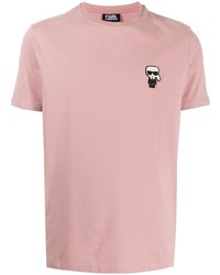 rosa T-Shirt mit einem Rundhalsausschnitt von Karl Lagerfeld