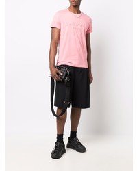 rosa T-Shirt mit einem Rundhalsausschnitt von Balmain