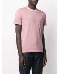 rosa T-Shirt mit einem Rundhalsausschnitt von Stone Island