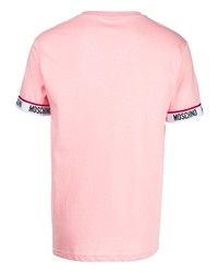 rosa T-Shirt mit einem Rundhalsausschnitt von Moschino