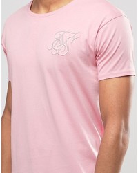 rosa T-Shirt mit einem Rundhalsausschnitt von Siksilk