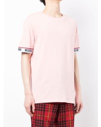 rosa T-Shirt mit einem Rundhalsausschnitt von Moschino