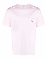 rosa T-Shirt mit einem Rundhalsausschnitt von MAISON KITSUNÉ