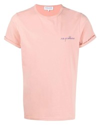 rosa T-Shirt mit einem Rundhalsausschnitt von Maison Labiche