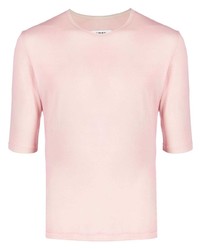 rosa T-Shirt mit einem Rundhalsausschnitt von MM6 MAISON MARGIELA