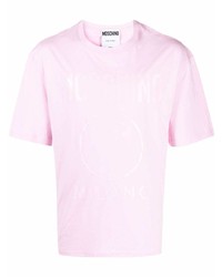 rosa T-Shirt mit einem Rundhalsausschnitt von Moschino