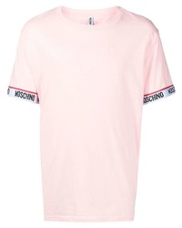 rosa T-Shirt mit einem Rundhalsausschnitt von Moschino