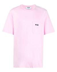 rosa T-Shirt mit einem Rundhalsausschnitt von MSGM