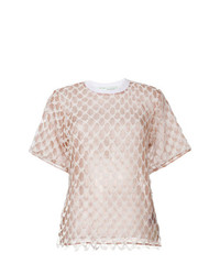 rosa T-Shirt mit einem Rundhalsausschnitt von Off-White