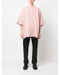 rosa T-Shirt mit einem Rundhalsausschnitt von Rick Owens