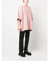 rosa T-Shirt mit einem Rundhalsausschnitt von Rick Owens