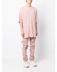 rosa T-Shirt mit einem Rundhalsausschnitt von Rick Owens DRKSHDW