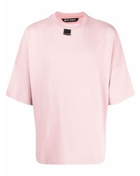 rosa T-Shirt mit einem Rundhalsausschnitt von Palm Angels