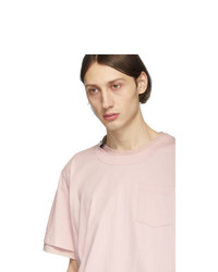 rosa T-Shirt mit einem Rundhalsausschnitt von Sacai