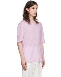rosa T-Shirt mit einem Rundhalsausschnitt von Ermenegildo Zegna Couture
