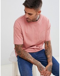 rosa T-Shirt mit einem Rundhalsausschnitt von Pull&Bear