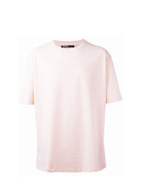 rosa T-Shirt mit einem Rundhalsausschnitt von Raf Simons
