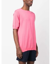 rosa T-Shirt mit einem Rundhalsausschnitt von John Smedley