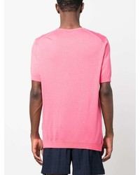 rosa T-Shirt mit einem Rundhalsausschnitt von John Smedley