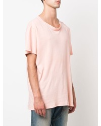 rosa T-Shirt mit einem Rundhalsausschnitt von Greg Lauren