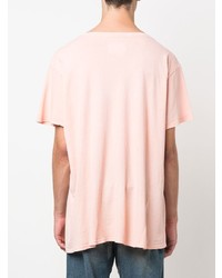 rosa T-Shirt mit einem Rundhalsausschnitt von Greg Lauren