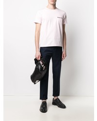 rosa T-Shirt mit einem Rundhalsausschnitt von Thom Browne