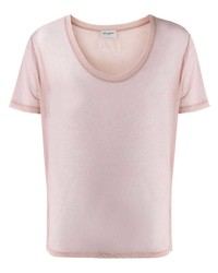 rosa T-Shirt mit einem Rundhalsausschnitt von Saint Laurent