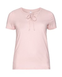 rosa T-Shirt mit einem Rundhalsausschnitt von SHEEGO CASUAL