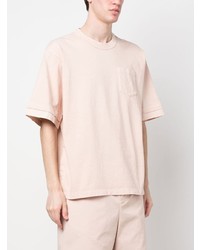 rosa T-Shirt mit einem Rundhalsausschnitt von Sacai